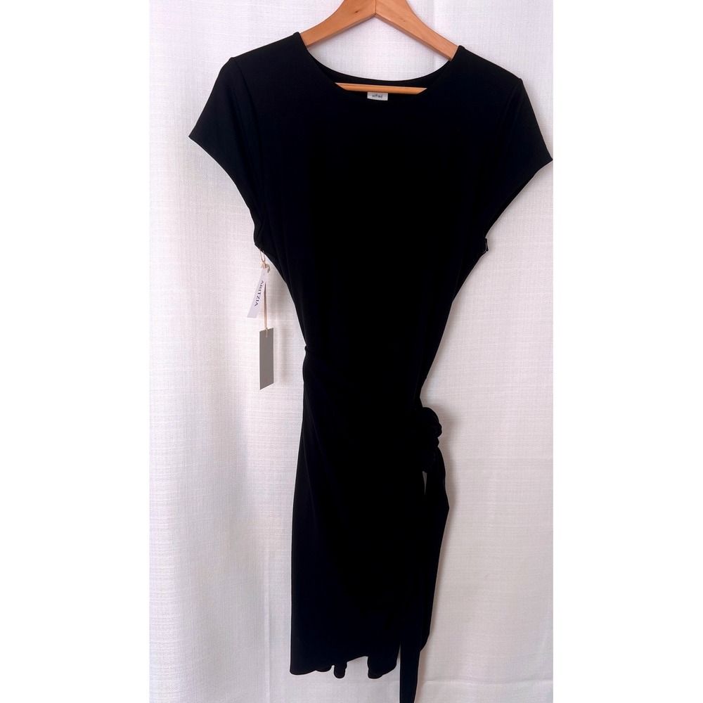 Aritzia Wilfred "Lune" NWT black cap sleeve wrap-style dress Size XL